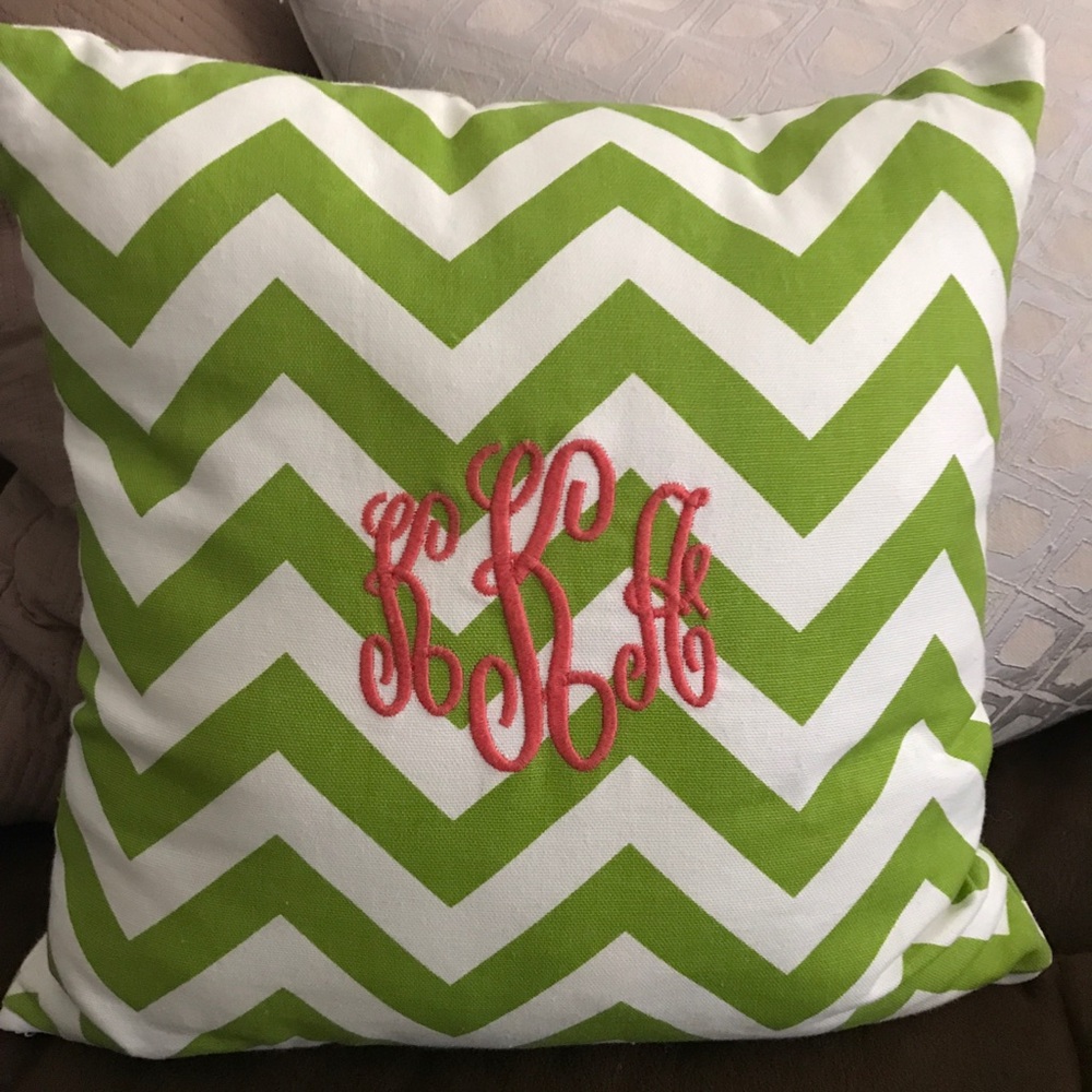 Chevron monogrammed KKA pillow cover and insert